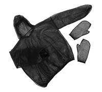 Baluue Ensemble de Vêtements en Polyester Noir avec Moufles Pliables, Protection Complète les Insectes pour Pêche et Apiculture, Maille Respirante Légère