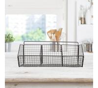 Baluue Étagère Murale Métal pour Cuisine avec Panier à Épices et Rangement à Éponge Support de Rangement Noir Compartiments pour Oignons Gingembre et Ail