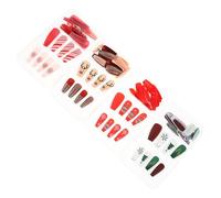 Baluue Faux Ongles de Noël en ABS 96 Pièces Motifs Festifs Couverture Complète Manucure Facile pour Femmes et Filles Accessoires Nail Art pour Fêtes de Fin D’Année