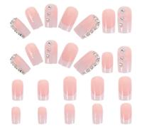 Baluue Faux Ongles Français Courts à Pression 24 Pièces Plastique Naturel Manucure Femme Usage Quotidien Facile à Poser sans Colle