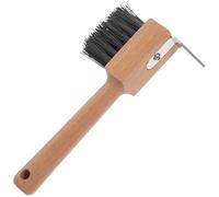 Baluue Fournitures équestres : brosse et cure-pied en acier inoxydable marron avec manche en bois, outil de ferrage portable pour soins des sabots de chameaux en élevage
