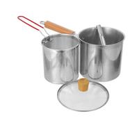 Baluue Friteuse en Acier Inoxydable 304 3l avec Panier Filtre Profond, Marmite Portable à Poignée Unique, Couvercle Inclus, pour Friture Maison de Poulet, Fruits de Mer et Frites