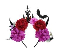 Baluue Halloween Headband Devil Horns With Creative Bat Flower Design Lightweight Hair Hoop For Women Comfortable Cosplay Accessory For Halloween Party And Themed Events