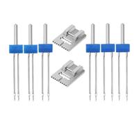 Baluue Jeu D'aiguilles Doubles Multifonctions pour Machine à Coudre, 2/90 3/90 4/90, Accessoires Couture Presse-aiguille, Lot de 2 Set de Pieds Presseurs et 6 Aiguilles, Adapté Tissus