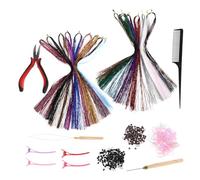 Baluue Kit D’Extensions de Cheveux Brillantes 93 CM 17 Mèches Colorées Résistantes à la Chaleur 8 Outils Inclus Accessoires Festifs pour Femmes et Filles Festivals et Coiffures