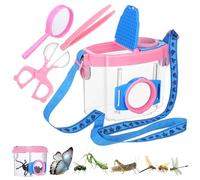 Baluue Kit Observation Insectes pour Garçon Fille Boîte Loupe Transparente avec Double Lentille Exploration Scientifique Plein Air Jeu Éducatif pour Développer la Curiosité Compétences