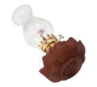 Baluue Lampe à Huile Lotus en Porcelaine Petite Taille, Lanterne Coupe-Vent pour Usage Intérieur, Éclairage Bouddhiste Zen pour Temple et Salon de Thé, Lumière D’Ambiance Décorative