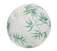 Baluue Lanterne Japonaise Suspendue en Papier 40Cm Blanche Motif Fleurs de Cerisier et Bambou Vert Décoration Intérieure Traditionnelle pour Restaurant Lanterne Décorative Orientale