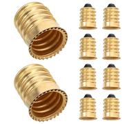 Baluue Lot de 10 Adaptateurs Douille E14 vers E12 Doré Culot à Vis pour Ampoule LED Convertisseur de Lampe Compatible pour Éclairage Domestique et Connecteurs D’Éclairage Sécurisé