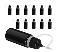 Baluue Lot de 12 Flacons Applicateurs à Embout Souple en Plastique Noir 10 Ml - Flacons Compte-Gouttes Précis et Rechargeables pour Colle et Loisirs Créatifs Dosage Précis Protection