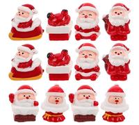 Baluue Lot de 12 Mini Figurines de Père Noël, Petites Décorations de Noël | 6 Motifs X 2 pour Décorations de Table, Jardins Féériques, Loisirs Créatifs, Scènes de Village Festives, Étagères,
