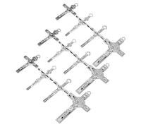 Baluue Lot de 12 Pendentifs Croix en Alliage Finition Résistante à la Décoloration Mini Breloques Crucifix du Christ pour Création de Bijoux Religieux Accessoires Polyvalents pour