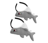 Baluue Lot de 2 Bandeaux Requin Gris Doux en Peluche 3d, Serrage-tête Élastique pour Filles et Femmes, Accessoires Coiffure pour Fêtes Costumées, Événements à Thème Océan et Déguisements
