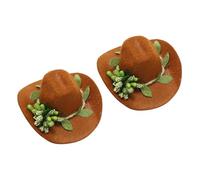 Baluue Lot de 2 Bouchons Décoratifs en Feutre de Petits Chapeaux pour Bouteille de Vin, Couleur Bouquet Floral, Décoration Festive pour Fêtes et Dîners, Accessoire Vin Original