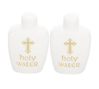 Baluue Lot de 2 Bouteilles d'eau Bénite 60 ML en Polyéthylène Croix Décorative, Flacons Miniatures Rechargeables pour Rituels Religieux, Baptême et Décoration Intérieure