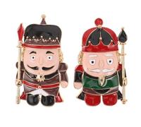 Baluue Lot de 2 Broches de Soldat Casse-noisette en Alliage Émaillé, Épingles à Manteau et Broches Mignonnes pour Femme, Accessoires Noël pour Vêtements, Paquet, Robes et Vestes Hiver,
