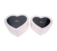 Baluue Lot de 2 Coffrets Présents de Cœur Rose avec Couvercle, Boîte D'emballage pour Fleurs et Bouquets, Fenêtre Transparente pour Composition de Fleur, Saint-valentin, Mariage