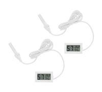 Baluue Lot de 2 Hygromètres Thermomètres Numériques Intégrés en Abs Blanc avec Sonde Précise pour Bureau et Laboratoire, Surveillance Fiable de Température et Humidité