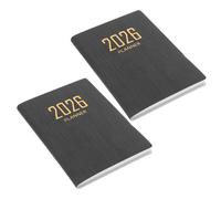 Baluue Lot de 2 Mini Agendas de Poche 2026 Noirs Rayés, Carnet de Planification Quotidien et Hebdomadaire, Format Compact, Papier Anti-bavure, pour Bureau et Organisation Scolaire