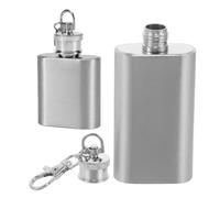 Baluue Lot de 2 Mini-Flasques en Acier Inoxydable 1 Oz et 2 Oz avec Mousqueton Flasque de Poche Étanche et Portable pour Randonnée Camping et Boissons en Extérieur