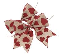 Baluue Lot de 2 Nœuds Décoratifs Imprimés Cœur Couleur Naturelle Motifs Rouges Accessoires Mariage Faits Main Décoration Présent Saint-Valentin Nœuds en Tissu Résistants et