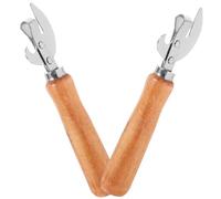 Baluue Lot de 2 Ouvre-bouteilles Multifonctionnels en Acier Inoxydable avec Manche en Bois Antidérapant, Compact et Résistant la Corrosion, pour Vin, Bière et Boîtes, Accessoire