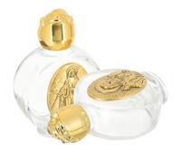 Baluue Lot de 2 Petites Bouteilles Décoratives D’Eau Bénite en Verre, Finition Métal Ancien Doré, Motifs Aléatoires, pour Décorations de Baptême et Présents Invités Style Style Aléatoire