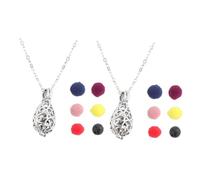 Baluue Lot de 2 sets de Colliers Diffuseurs d'Aromathérapie Femme Pendentifs Goutte d'Eau en Pierre Volcanique Chaîne Claviculaire en Métal Argenté Ancien Bijoux Parfumés pour Huiles