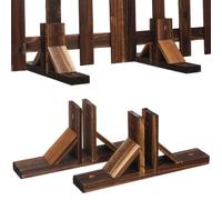 Baluue Lot de 2 Supports de Base en Bois Massif pour Clôture de Jardin, Fixation Stable Trous Renforcés, pour Palissade de Pelouse en Extérieur