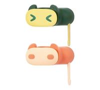 Baluue Lot de 2 Supports Muraux sans Perçage pour Balais et Serpillières en Plastique, Porte-balai Mural Vert et Orange, Cintre Suspendu Anti-chute la Cuisine, Garage et Salle de Bain,