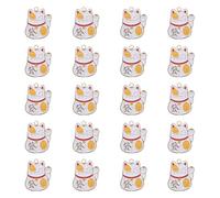 Baluue Lot de 20 Porte-clés Pendentifs Chats en Alliage Blanc Accessoires Artisanaux pour Paquet et Cartable Porte-clés Chats Dessin Animé Décoration DIY Créativité et Chance Bijou