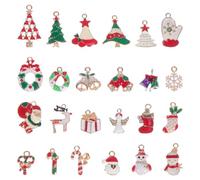 Baluue Lot de 24 Pendentifs de Noël en Alliage pour Bijoux DIY Breloques Légères et Petites Tailles Motifs Dessin Animé Accessoires Créatifs pour Bracelets Colliers et Porte-Clés