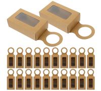 Baluue Lot de 25 Boîtes Porte-bouteilles en Carton 9x9x3 Cm avec Fenêtre Cœur, Décoration Élégante pour Emballage et Rangement de Bouteilles de Vin, Coffrets Présents Suspendus