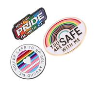 Baluue Lot de 3 Broches Métalliques Arc-en-Ciel en Émail Décoratives pour Vêtements Paquet et Cols Badges Légers de Cœur Accessoires pour Personnaliser Vestes et Paquet à Dos