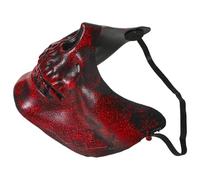 Baluue Lot de 3 Demi-Masques de Crâne Rouges Anciens Couverture Visage Partielle Taille Adulte Masque Halloween Réaliste pour Cosplay Carnaval et Fêtes Costumées