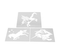Baluue Lot de 3 Pochoirs Licorne en Plastique Réutilisable Motifs Ajourés pour Peinture Créative Kit DIY pour Décoration Festive Loisirs Créatifs et Activités Artistiques à Domicile
