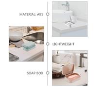 Baluue Lot de 3 Porte-Savons avec Couvercle Rabattable en ABS Léger Couleurs Bleu Rose et Blanc Étui à Savonnette Compact et Drainant pour Salle de Bain Voyage et Organisation