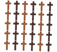 Baluue Lot de 30 Breloques en Bois Croix pour Bijoux, Accessoires Diy, 2 Couleurs Café et Beige Clair, pour Création de Bracelets et Colliers, Artisanat, Présents Fêtes Noël, Fabrication
