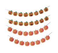 Baluue Lot de 4 Bannières d'Halloween en Papier Tête de Citrouille Orange 2 Modèles Différents Décoration Suspendue pour Fête Hôtel Magasin et Ktv Accessoires Joyeux Halloween