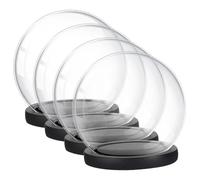 Baluue Lot de 4 Cloches en Verre Transparentes Ø10 CM avec Socle Noir en Bois Couvercles Décoratifs pour Fleurs Éternelles et Micro-Paysages Support Créatif pour Décoration Intérieure