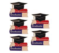 Baluue Lot de 5 Broches Émaillées pour Remise de Diplôme 2026, Insignes Métalliques pour Chapeaux de Graduation, Épinglettes de Revers pour Vêtements, Accessoires Présents Élèves,
