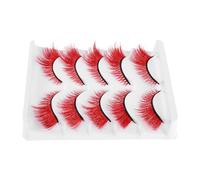 Baluue Lot De 5 Paires De Faux Cils Œil De Chat Synthétiques Naturels Et Fins Style Manga Japonais Accessoires De Maquillage Faux Cils Artificiels Bandes Courtes Rouges