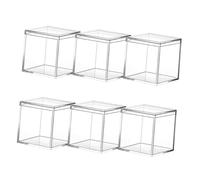 Baluue Lot de 6 Boîtes Carrées en Acrylique Transparent Couvercle, Boîte à Bonbons 800 Ml 10x10x10 Cm, Coffret de Rangement Multifonction pour Bijoux et Petits Objets, pour Emballage