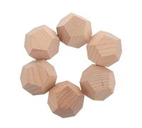 Baluue Lot de 6 Dés en Bois Brut 12 Faces 3 CM - Dés Vierges pour Jeux de Société et Enseignement des Mathématiques - Cubes Artisanaux à Personnaliser pour Loisirs Créatifs et Activités