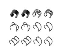 Baluue Lot De 6 Paires De Clips D’oreille En Acier Inoxydable Noir, Non Percés, Unisexes, Accessoires De Mode Pour Fêtes Et Usage Quotidien, Design Simple Et Léger