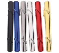 Baluue Lot de 6 Pinces à Cravate Rayées Obliques Effet Miroir en Métal, Accessoires Formels pour Hommes, Couleurs Variées, pour Costume, Mariage et Tenue Professionnelle