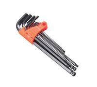 Baluue Lot de 9 Clés Allen à Tête Sphérique L-Type Extra Longues Acier Allié Noirci Jeu de Clés Hexagonales Ergonomiques Antidérapantes pour Réparation Automobile Bricolage et