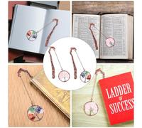 Baluue Marque-Page Vintage Métal avec 7 Pierres Précieuses de Guérison des Chakras Lot de 2 Signets Pendentifs Arbre de Vie Accessoires Lecture Étudiants Présent Spirituel