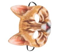 Baluue Masque Chat Halloween Unisexe EVA et Tissu Demi-visage pour Carnaval Cosplay et Fête Costumée Style Chat Orange