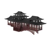 Baluue Miniature Courtyard Bridge Pavilion Statue Simulated Stone Bridge Ornament for Bonsai Garden and Aquarium Decor Ancient Asian Architecture Model Outdoor Landscape Accessory